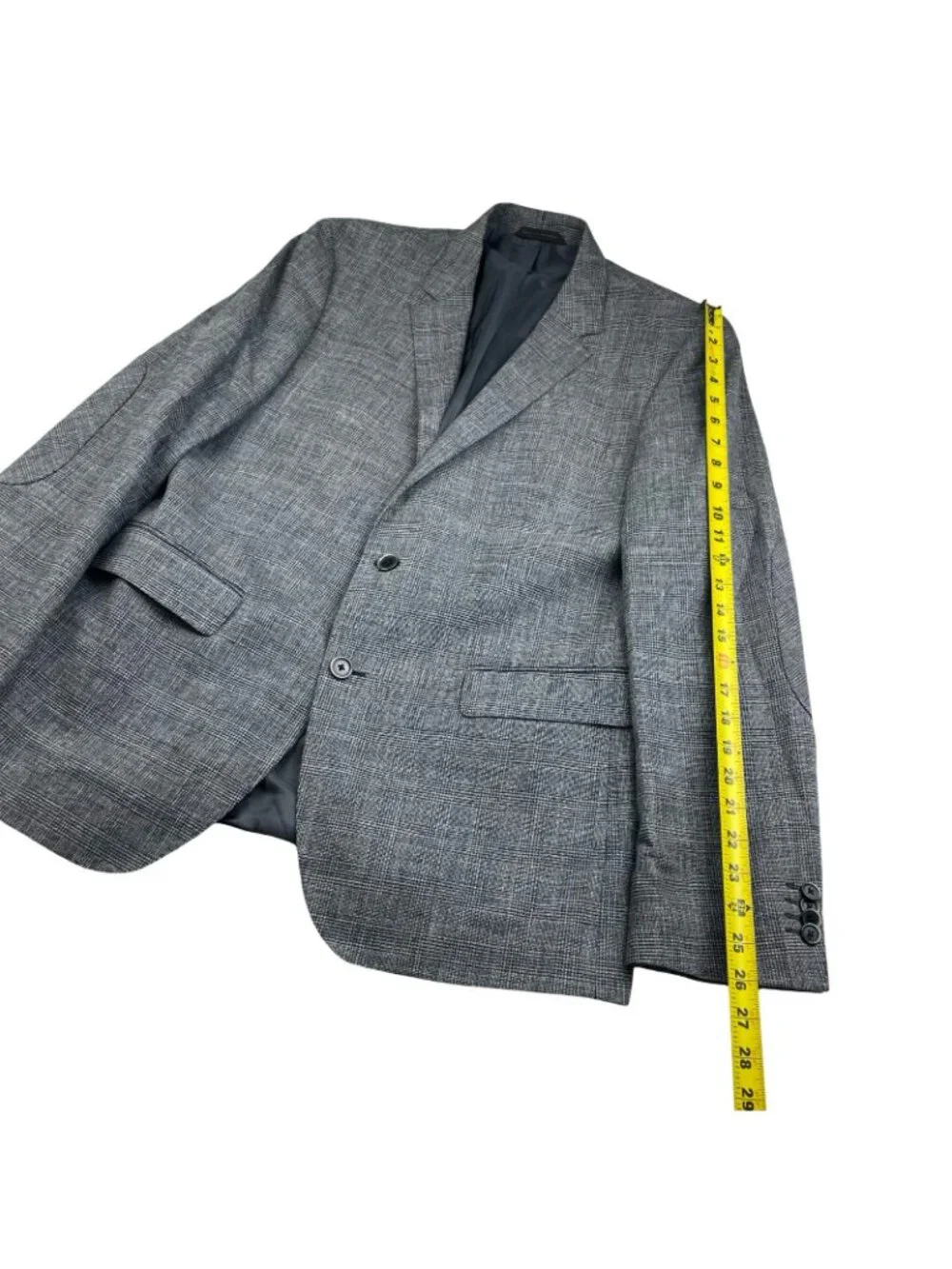 Hugo Boss Men’s The Smith13 2-Button Blazer Gray Plaid/Elbow Patches • 42R
